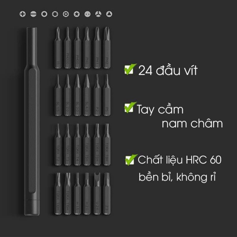 Tô vít Bộ tô vít đa chức năng Bộ tua vít đa năng mini 24 đầu chất liệu thép từ tính cao cấp sửa chữa máy móc mọi thứ