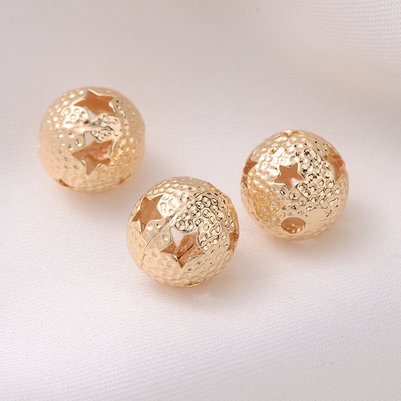Phụ Kiện Hạt Làm Vòng Tay/Dây Chuyền Bằng Đồng 14K Hình Quả Cầu Rỗng Màu Vàng Kim diy