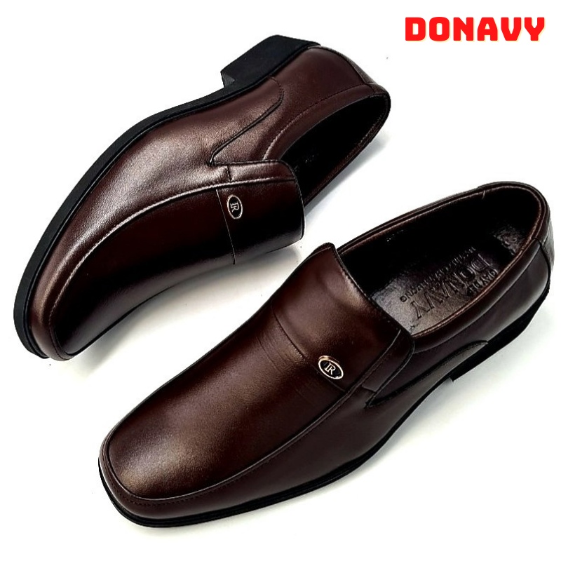 Giày Tây Lười Nam Da Bò Thật 100%, Đính Khuy R Cao Cấp DONAVYKhuyR, Có 02 Màu Đen Nâu, Sản phẩm Được May Chắc Chắn D.GR