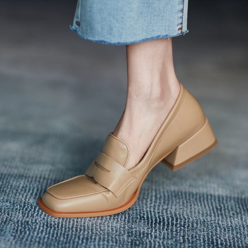 Giày Lười Mũi Vuông Đế Dày Vừa Thời Trang Xuân Thu Mới 2022 Cho Nữ