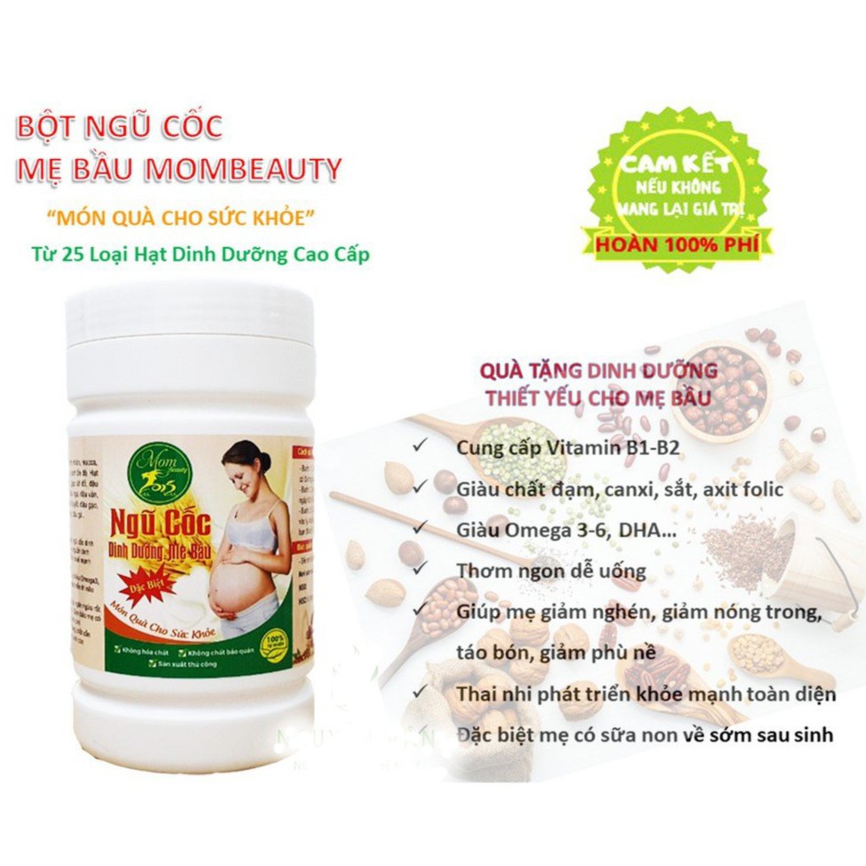 Ngũ Cốc Cao Cấp Cho Bà Bầu Mombeauty từ 25 loại hạt dinh dưỡng - 500gr