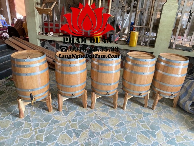 Thùng ngâm ủ rượu gỗ sồi Đỏ dáng đứng 50 lít