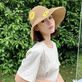 Mũ Cói Đính Hoa Cúc Phong Cách Hàn Quốc Xinh Xắn Cho Nữ