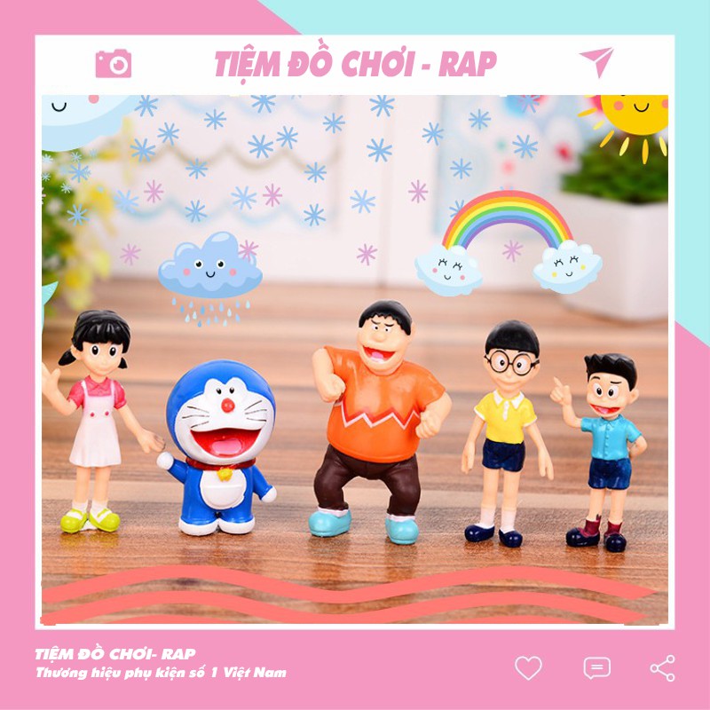 Set 5 mô hình Doraemon Nobita Shizuka Sunneo biểu cảm dễ thương trang trí bàn học, bàn làm việc, làm quà tặng-HO21