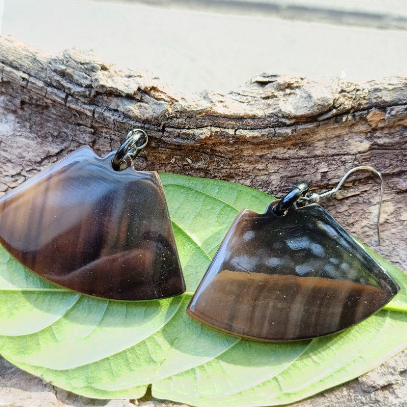 Hoa tai, bông tai bằng sừng trâu tự nhiên nguyên khối