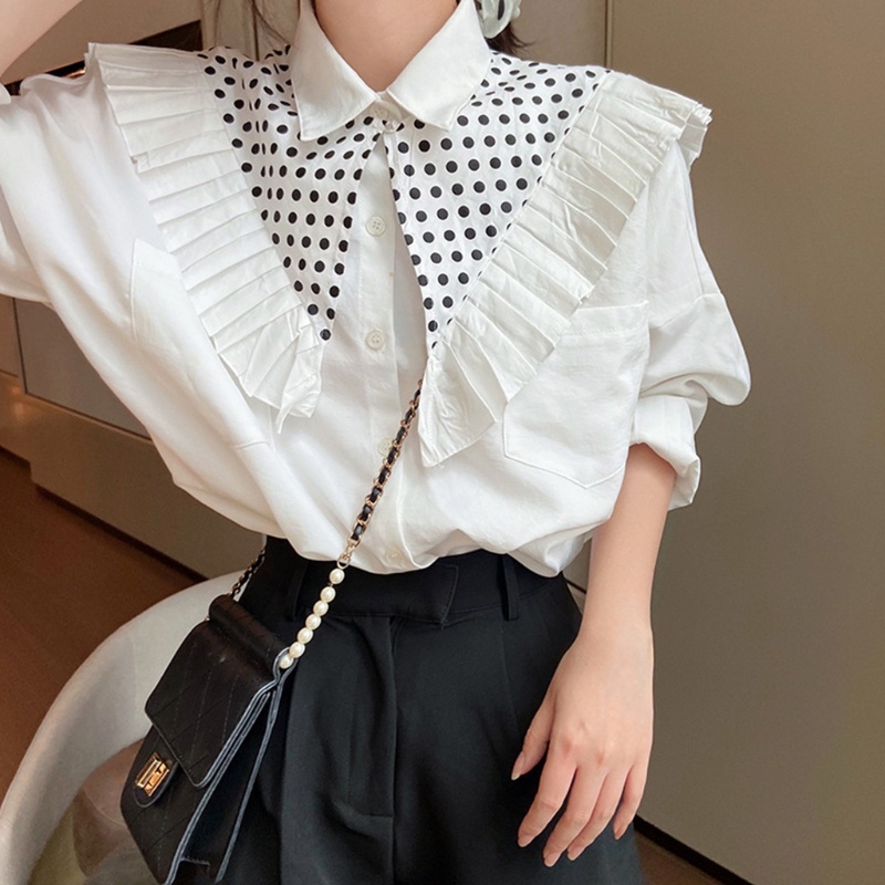 Cổ áo giả vải chiffon in họa tiết hoa dáng ngắn phối bèo thời trang lolita ngọt ngào cho nữ vào mùa hè | BigBuy360 - bigbuy360.vn