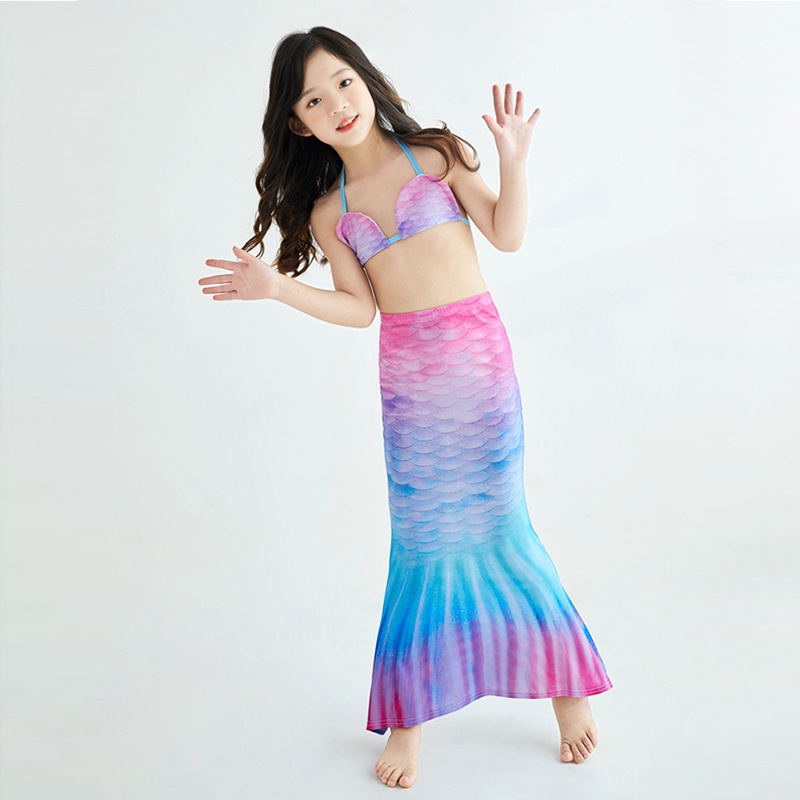 Bộ đồ bơi cho bé gái đồ bơi công chúa nàng tiên cá người mẫu trình diễn trang phục quần áo bơi AKKU