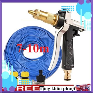 Vòi xịt❤️freeship🚛 bộ dây vòi xịt nước rửa xe, tưới cây ✔, tăng áp 3 lần, loại 7m, 10m 206236 đầu đồng,cút