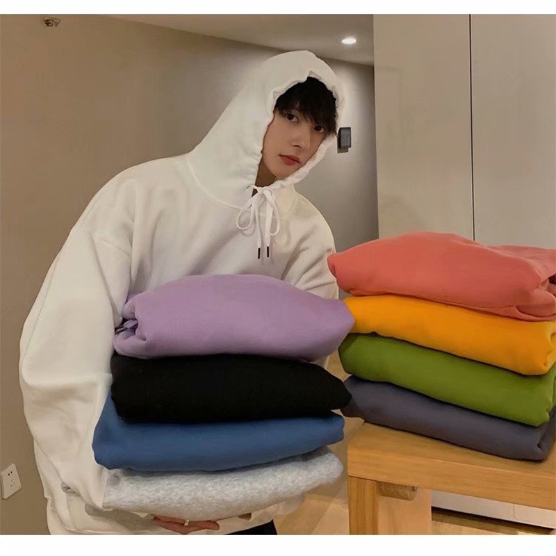Áo hoodie Ielgy chui đầu dáng rộng màu trơn trẻ trung hợp thời trang