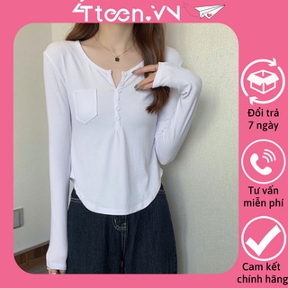 Áo thun dài tay,Áo len tăm cúc ngực body co giãn cao cấp