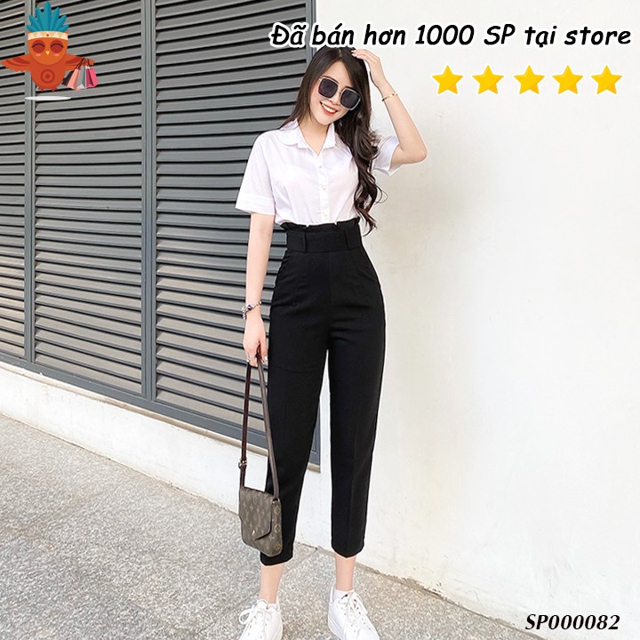 Quần baggy nữ nơ eo công sở THOCA HOUSE form dáng chuẩn, vải dày dặn cao cấp, hack chân dài cực xinh cho nàng