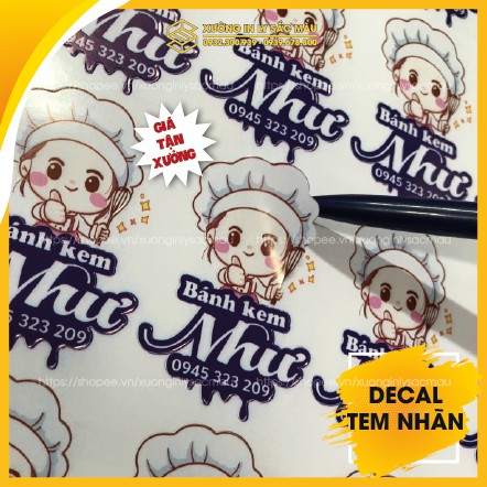 1m Decal nhựa, tem nhãn thiết kế và in ấn theo yêu cầu