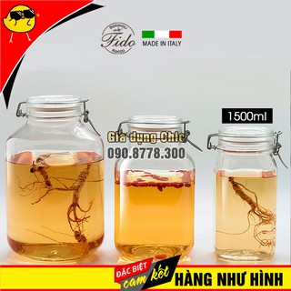 Hũ thủy tinh nắp cài fido khóa kim loại - bormioli rocco - 1500ml @149230