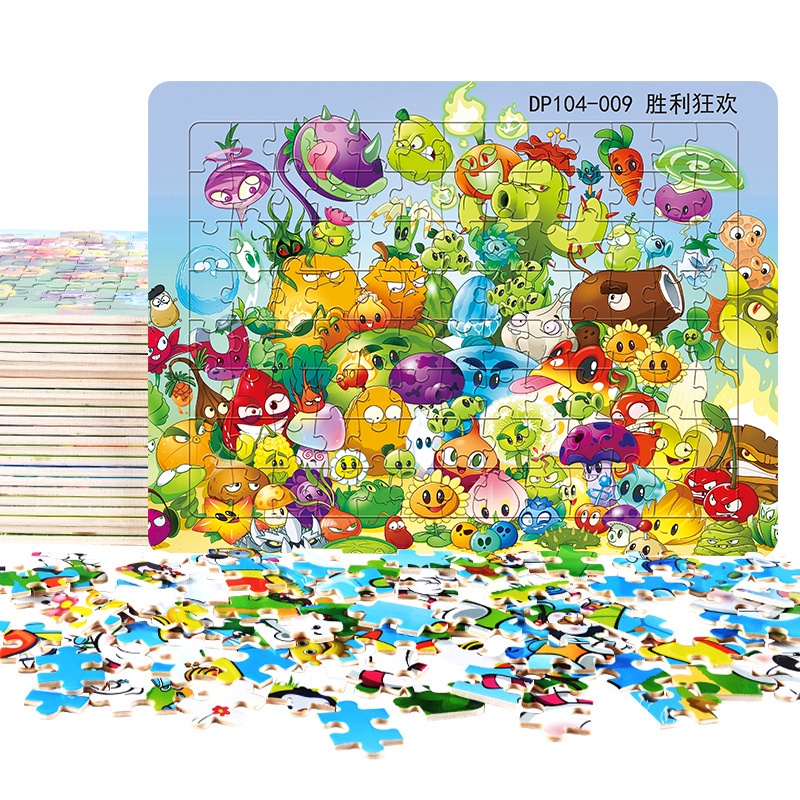 Bộ Đồ Chơi Lắp Ráp 104 Mảnh Dày 4mm Thân Thiện Với Môi Trường Họa Tiết Plants Vs. Zombies Cho Bé