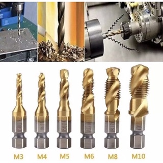 ✅Bộ 6 mũi khoan taro ren HSS. Dùng cho máy khoan,máy bắn vít mạ titan siêu cứng