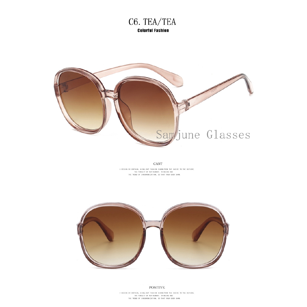 Kính mát SAMJUNE gọng tròn lớn phong cách cổ điển cho nữ