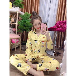 Đồ bộ pijama tay dài vải kate mềm mại freesize dưới 55kg
