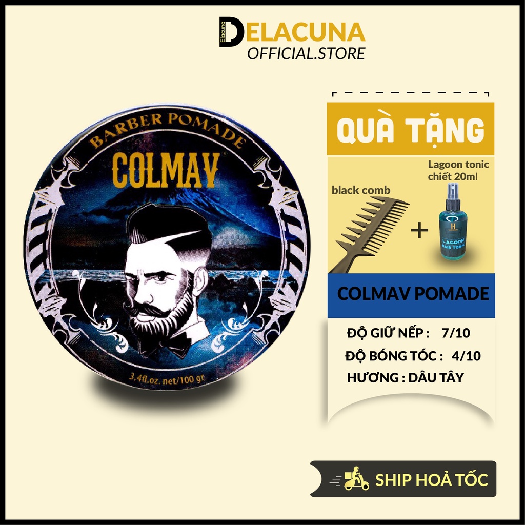 Sáp vuốt tóc nam Colmav Blue Barber Pomade gốc dầu chính hãng giữ nếp tốt Delacuna C03