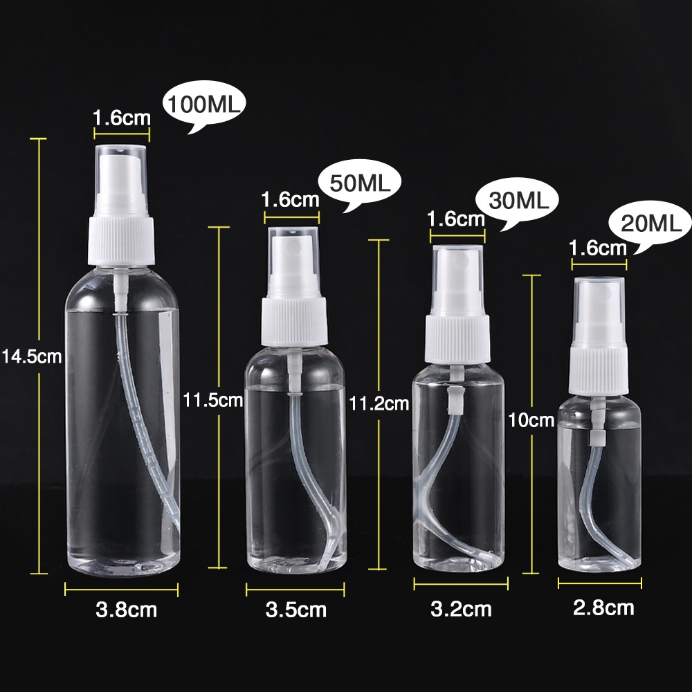 Bình Xịt Nước Hoa Mini Bằng Nhựa Trong Suốt 20/30/50/60/80/100ml/200ML
