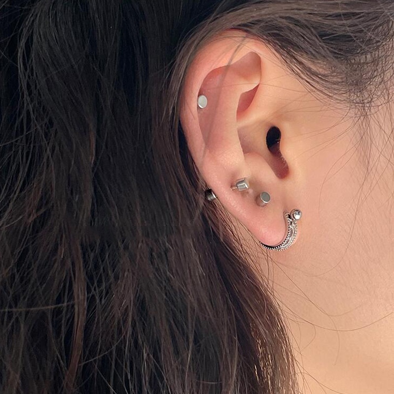 1 Cặp Khuyên Tai Thanh Tạ Bằng Thép Không Gỉ 316L Chống Dị Ứng Phong Cách Đường Phố Dành Cho Nam Và Nữ