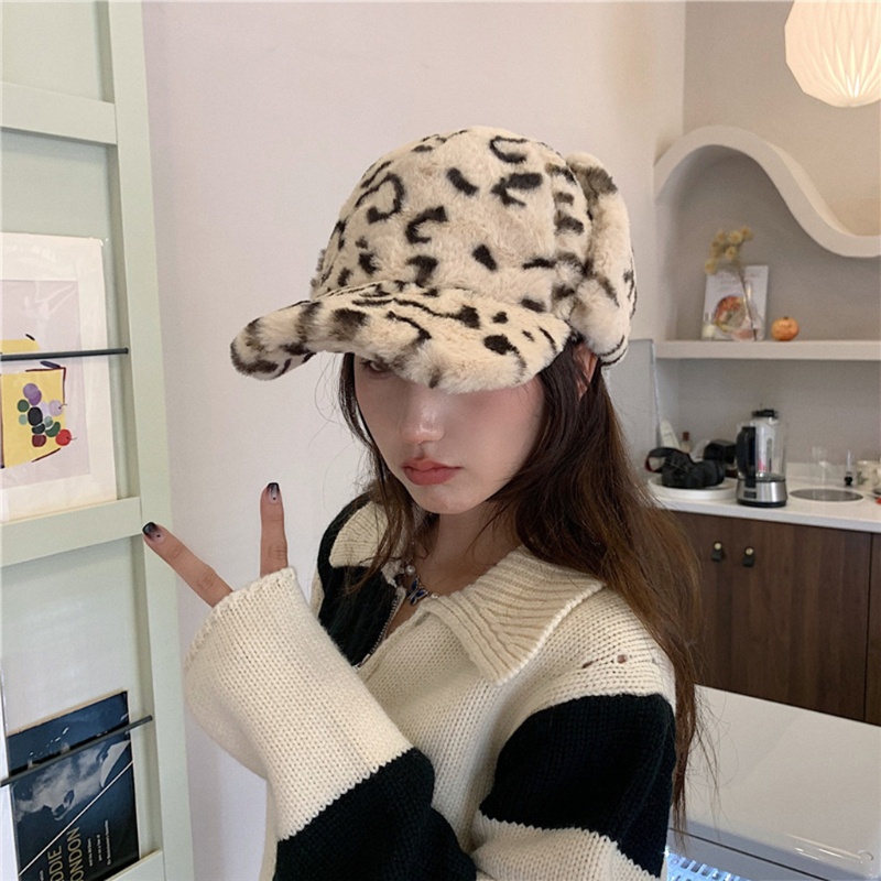 Mũ Tai Bèo In Họa Tiết Da Báo Thời Trang Mùa Đông