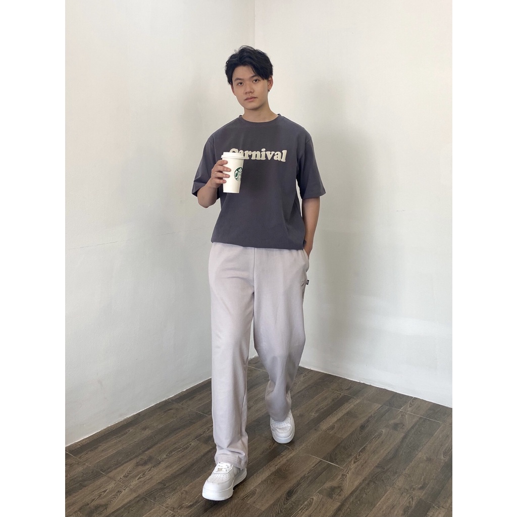 Quần nỉ ống suông logo JAMS nam nữ cao cấp vải chân cua mềm sweatpants 280G