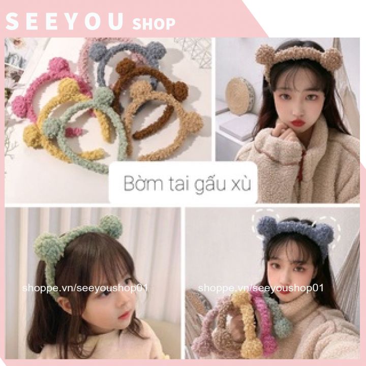 Bờm Cài Tóc Gấu Dâu Lotso Dễ Thương Trẻ Em Người Lớn - Băng Đô Rửa Mặt Trang Điểm