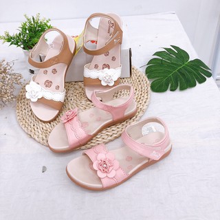 Sandal Quai hậu  Đính Hoa Cách Điệu Bé Gái ( size 28-37)-DRG000800, đế cao su cao cấp