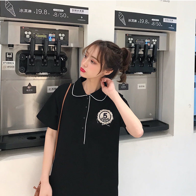 Đầm Thun polo Plus Size 2-300 Jin Fat mm Phong Cách Hàn Quốc Phương Tây Cho Mẹ Bầu