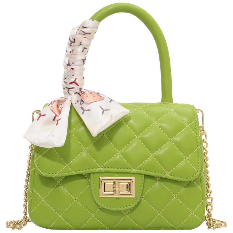 Túi Đeo Chéo Hình Vuông Nhỏ Thêu Họa Tiết Kẻ Sọc Phối Dây Xích Thời Trang Mùa Hè 2022 Mới Cho Nữ