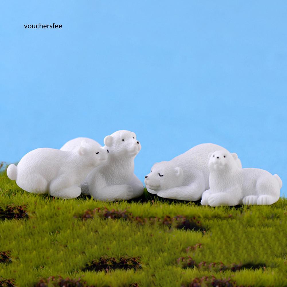 Set 2 mô hình gấu xinh xắn bằng nhựa dùng để trang trí tiểu cảnh / cây cảnh