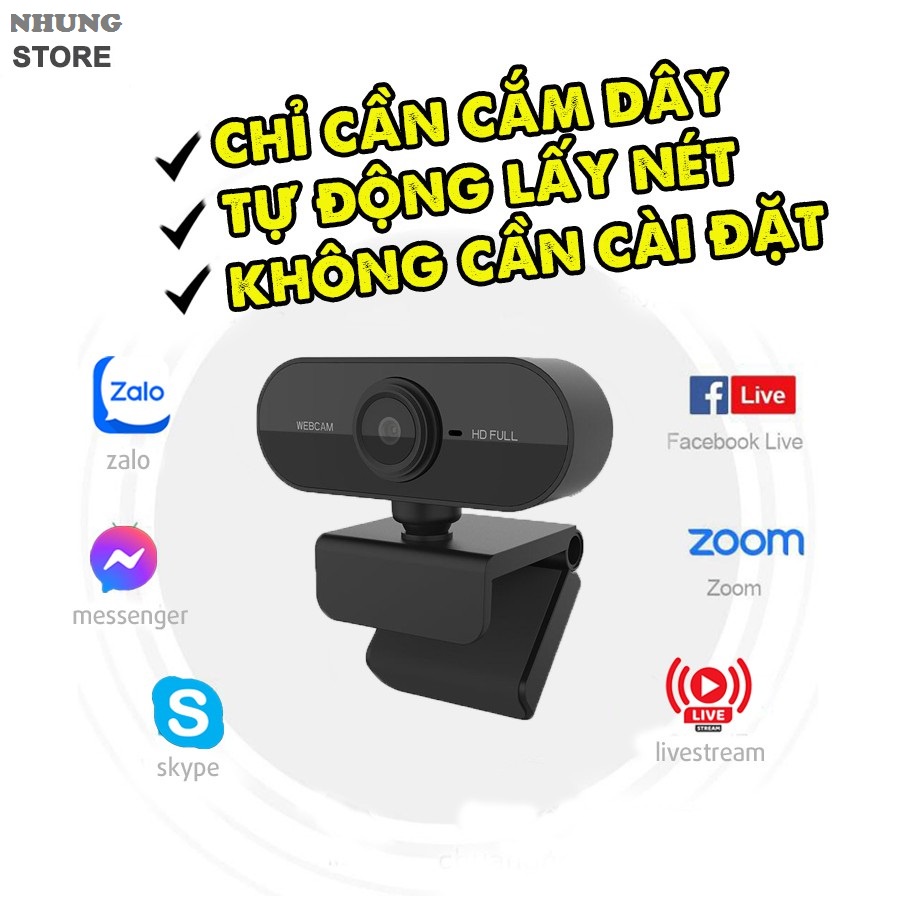 Webcam máy tính laptop livestream có Mic Full HD giá rẻ  chuyên dùng để học online, livestream, WC 1080p / 720p