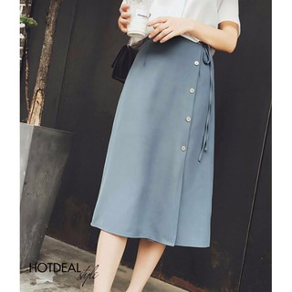 CHÂN VÁY CHỮ A PHỐI NÚT THẮT NƠ EO