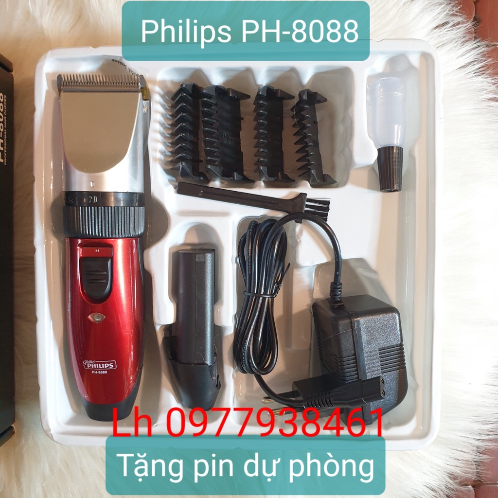 Tông đơ cắt tóc Philip PH-8088 cao cấp sạc nhanh tặng kèm pin dự phòng, Tăng đơ cắt tóc cho bé và cắt tóc nam chính hãng