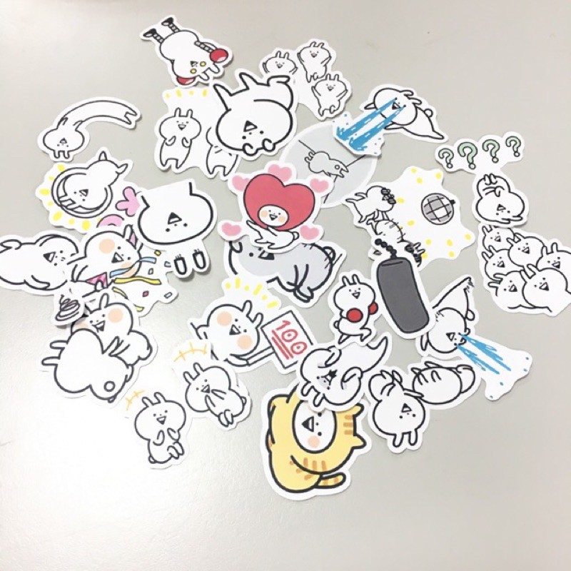 sticker usagyuuun thỏ tăng động combo 30-60 cái khác nhau ép lụa/ hình dán thỏ tăng động