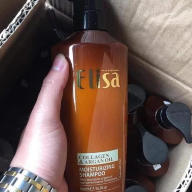 [ELISA] Lẻ Dầu Gội ELISA 500ML, Dầu Gội ELISA Collagen & Argan Oil dưỡng sinh, siêu phục hồi, lưu hương bền lâu