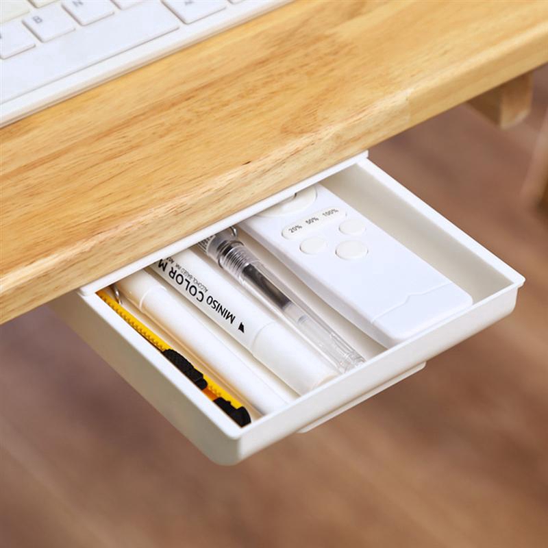 Ngăn kéo nhựa mini đựng đồ dán dưới mặt bàn sáng tạo tiện lợi