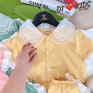 Bộ lụa cổ 3 lớp điệu đà bé gái