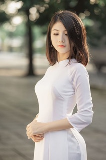 Áo dài trắng nữ sinh lụa siêu đẹp kèm quần