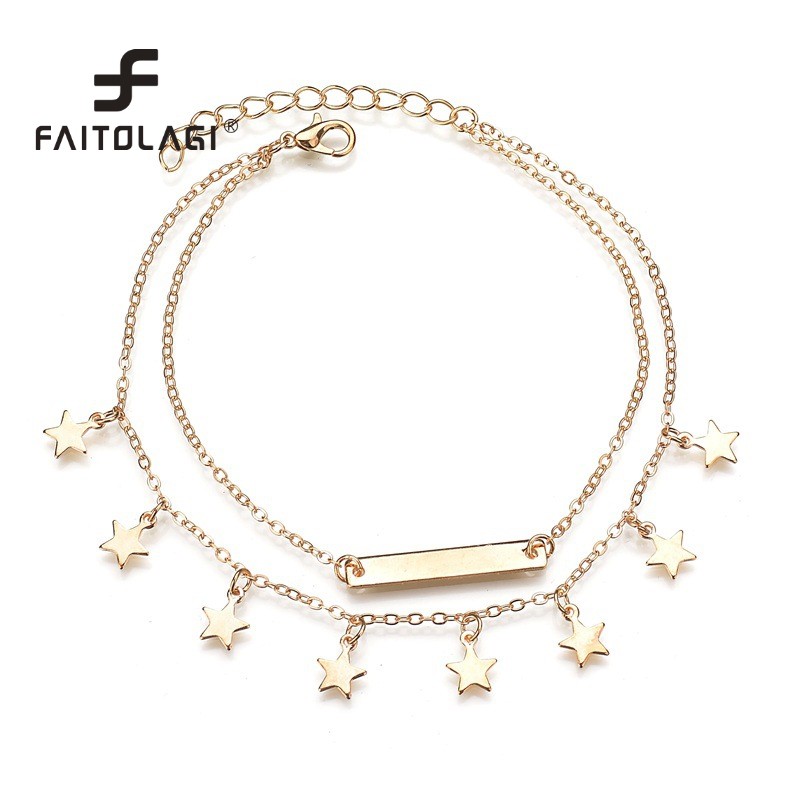 Lắc đeo cổ chân 2 vòng đính ngôi sao xinh xắn thời trang nữ | BigBuy360 - bigbuy360.vn