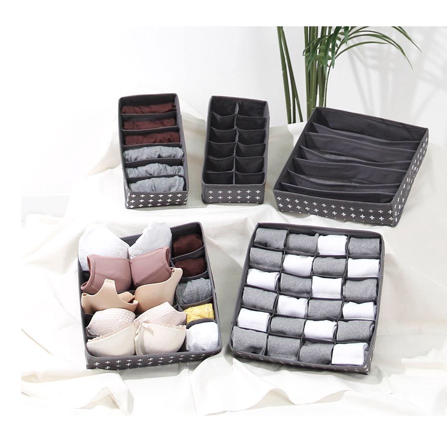 Hộp Đựng Đồ Lót Gấp Gọn- Combo Hộp Đựng Đồ Lót 6 +7+ 24 Ngăn