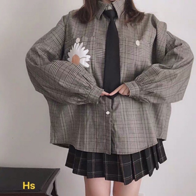 Áo sơmi kẻ hoa cúc HSN976