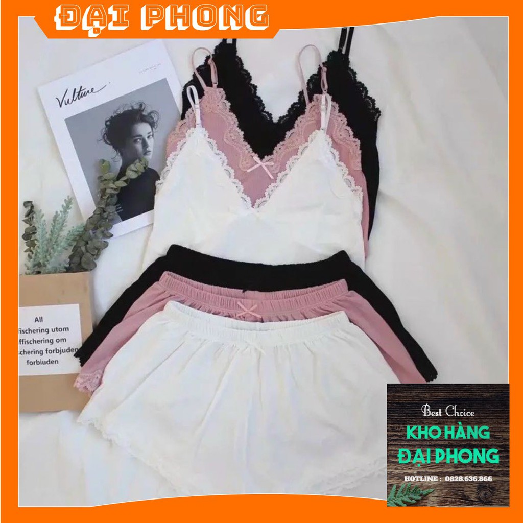 [Mã FAMAYWA giảm 10K đơn 50K] BỘ NGỦ 2 DÂY VIỀN REN, BỘ NGỦ NỮ, BỘ MẶC NHÀ SEXY CHO NỮ