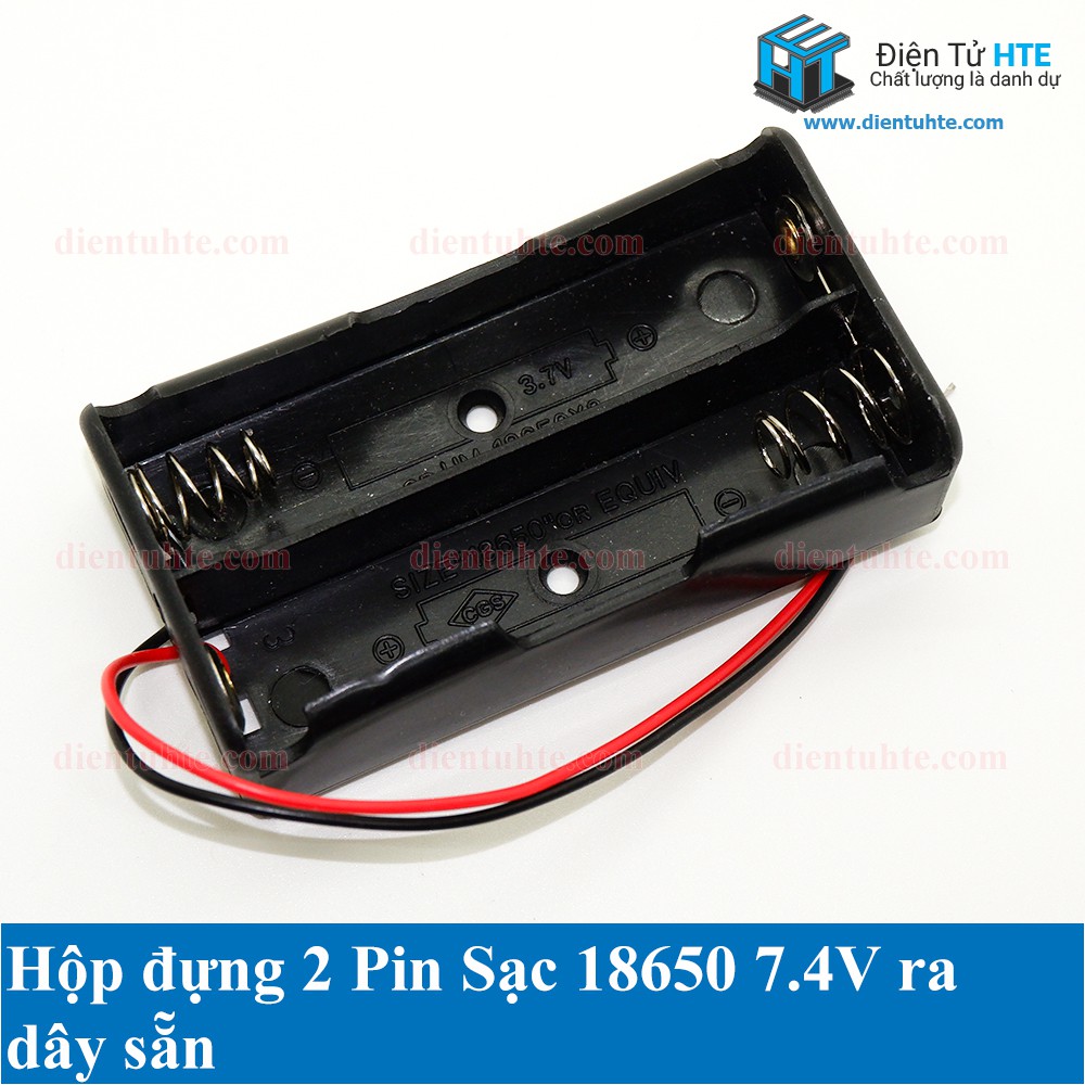 Hộp đựng Pin sạc 18650 2 cell 7.4V ra dây [HTE Quy Nhơn CN2]