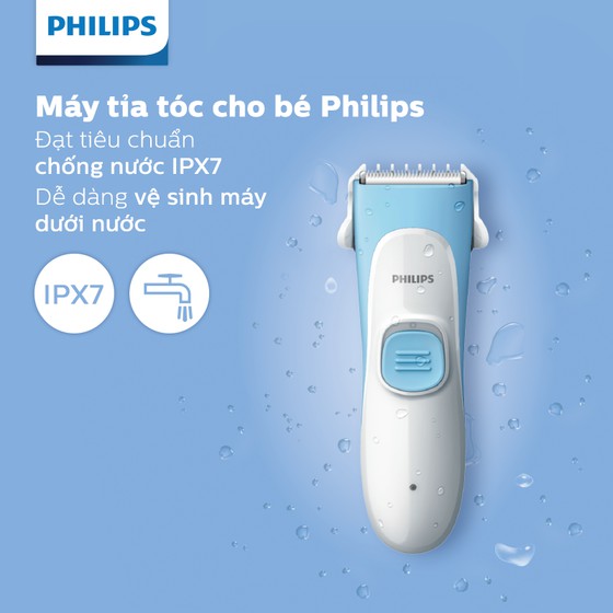 Tông đơ cắt tóc cho trẻ em Philips HC1055/15 - bảo hành 2 năm - màu xanh trắng