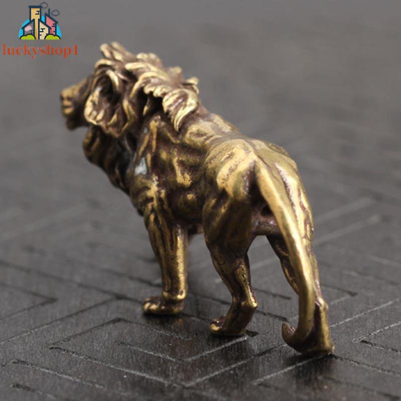 Bronze miniature lion king statue retro fashion technology