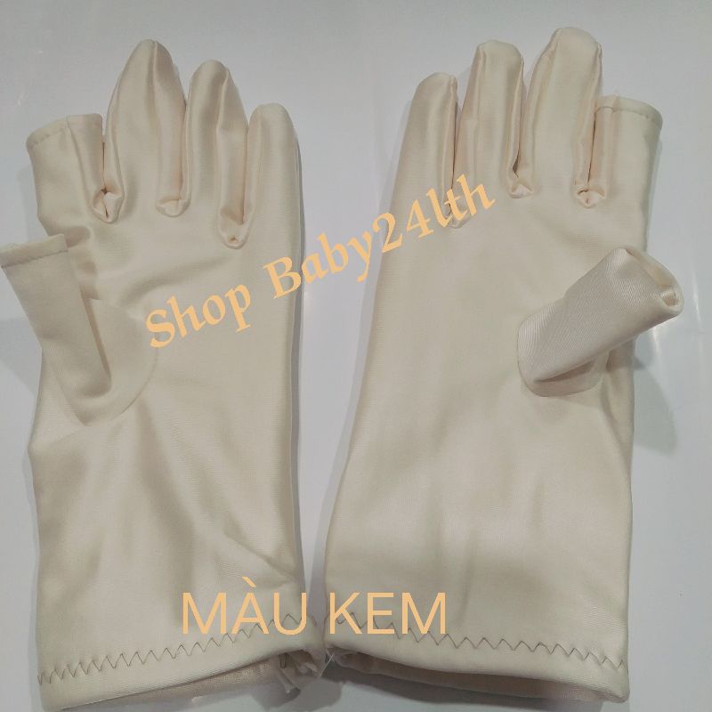 Bao tay,găng tay chống nắng 2 lớp loại 3 tấc cắt 2 ngón Không in hình Chất liệu thun lạnh co giãn