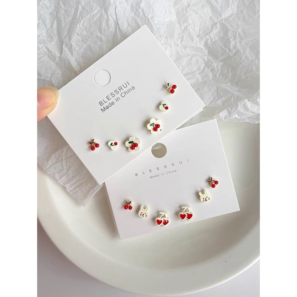 Set bông tai màu sắc dễ thương