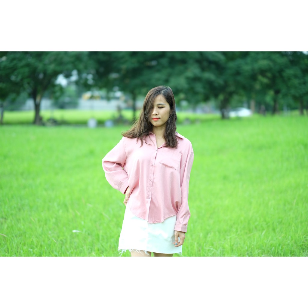 Áo Sơ Mi Nữ form rộng Polo Kiểu Màu Trắng đen hồng xanh đẹp dài tay ulzzang vintage hàn quốc cao cấp trơn Sota Shop | BigBuy360 - bigbuy360.vn