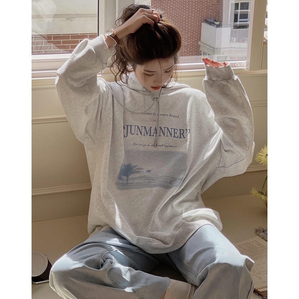 NRVP Áo hoodie dáng rộng thời trang Hàn Quốc 2022 dành cho nữ